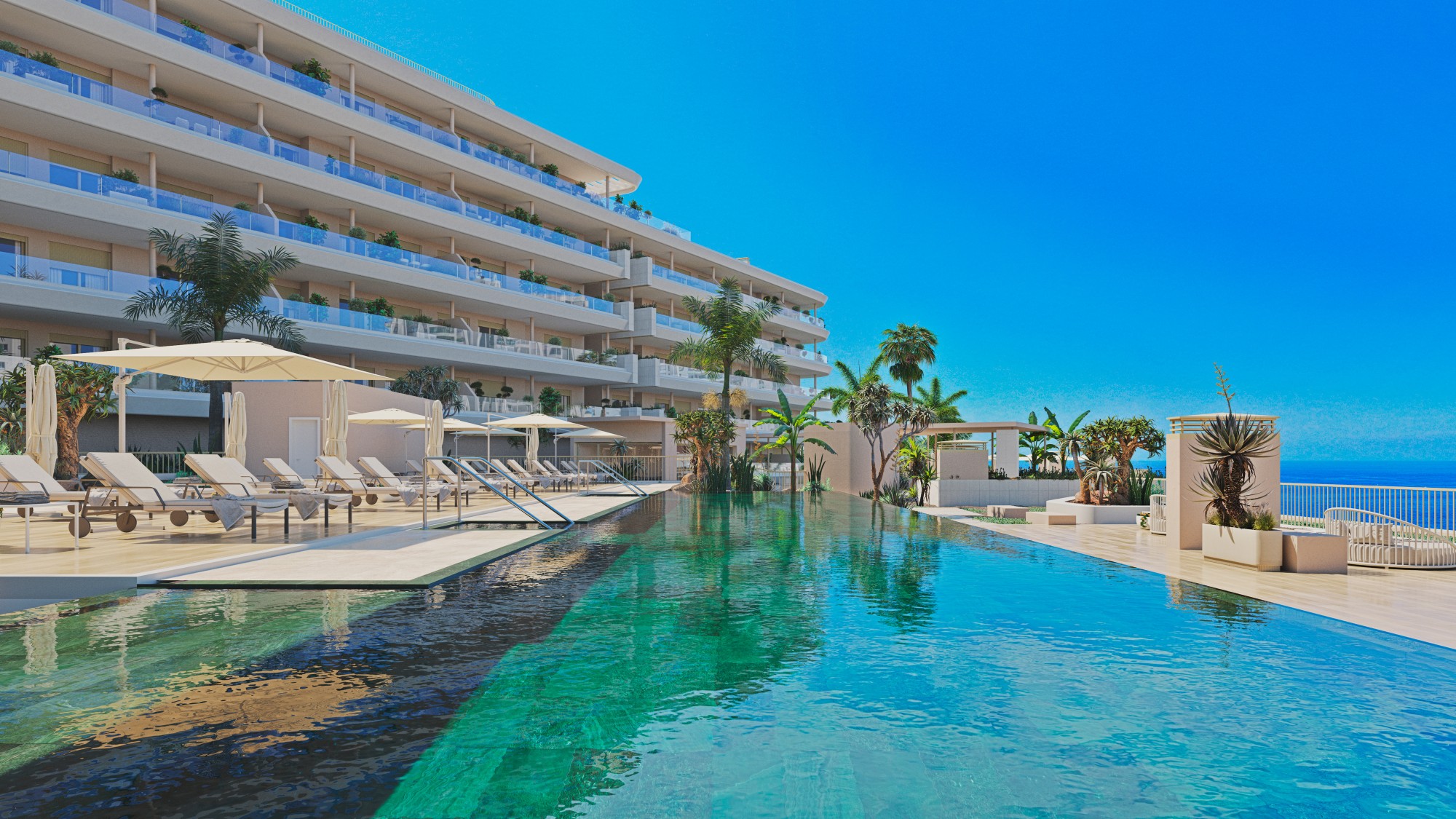 Outdoor pool with relaxation area