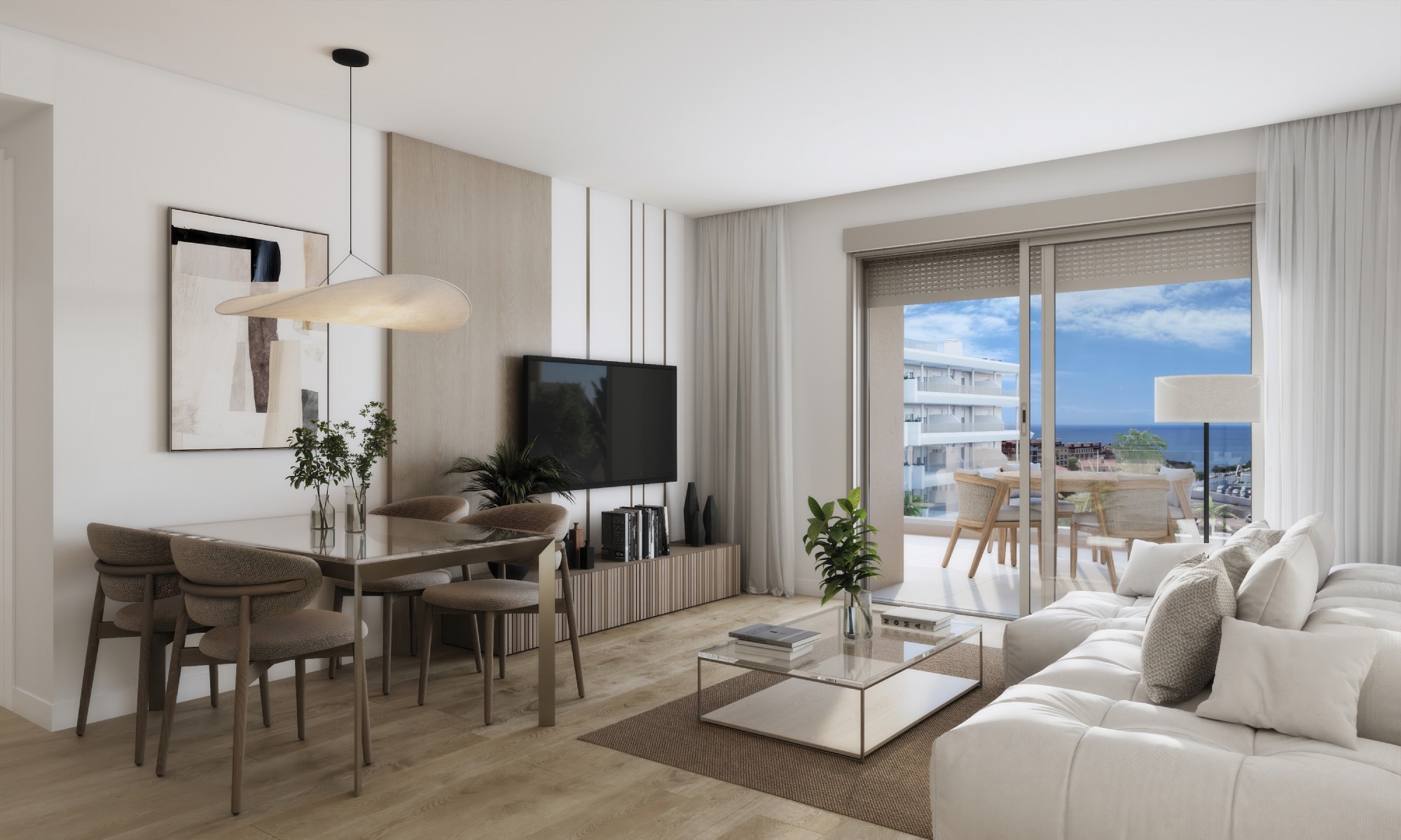 Living room with terrace ideal for remote work